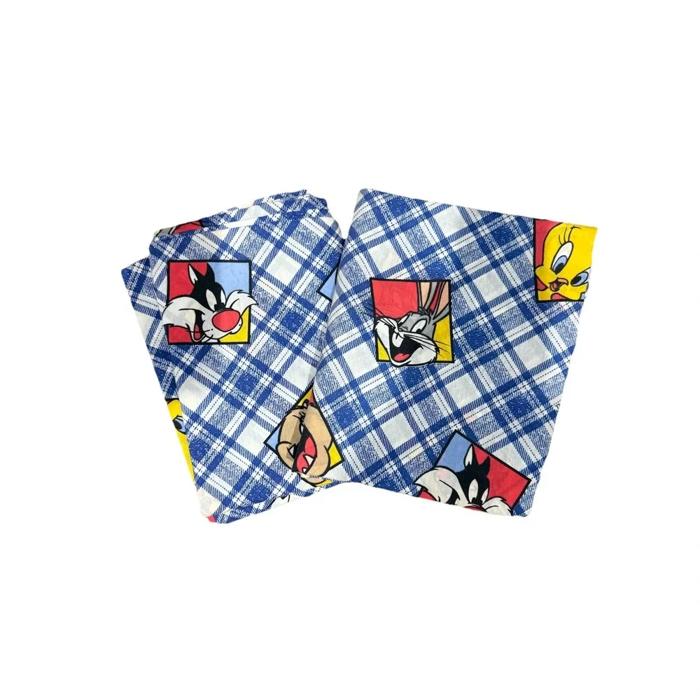 1995 Looney Tunes Toons Twin Flat & Fitted Sheet Taz Tweety Sylvester Bugs Bunny